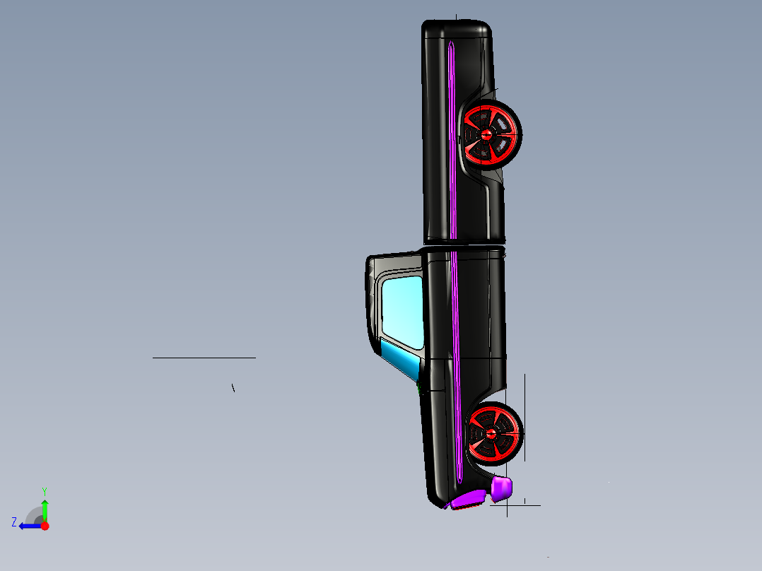 皮卡车模型3D图纸 (1)右视图
