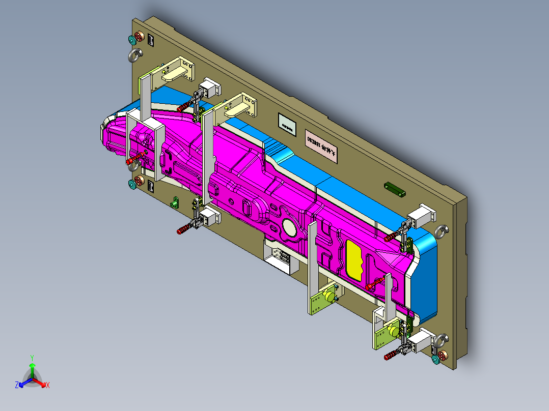 汽车底部钣金冲压件检具设计正等轴测图