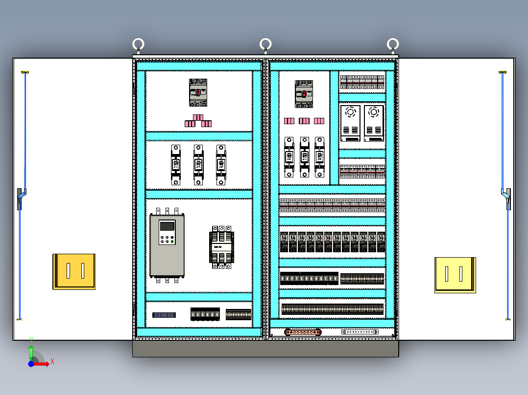 双柜组装软启动旁路消防风机控制柜 56254前视图
