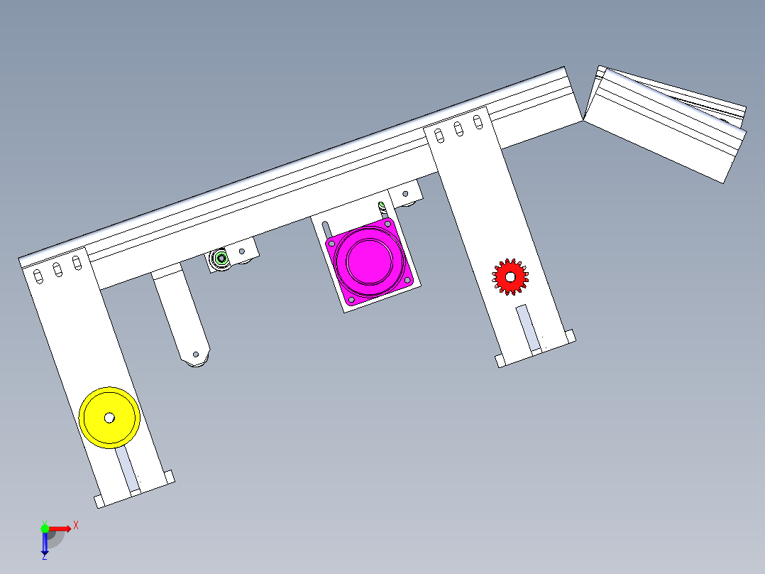 线体3D模型后轨道固定组合俯视图