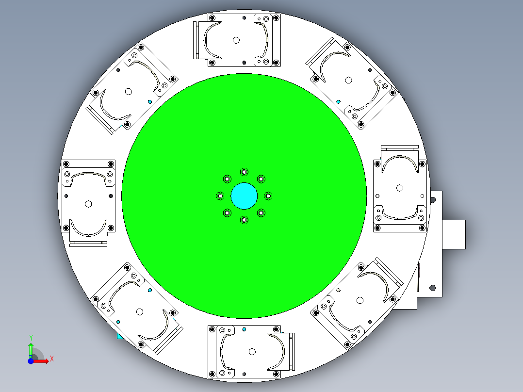 八工位凸轮分割器转盘设备设计前视图