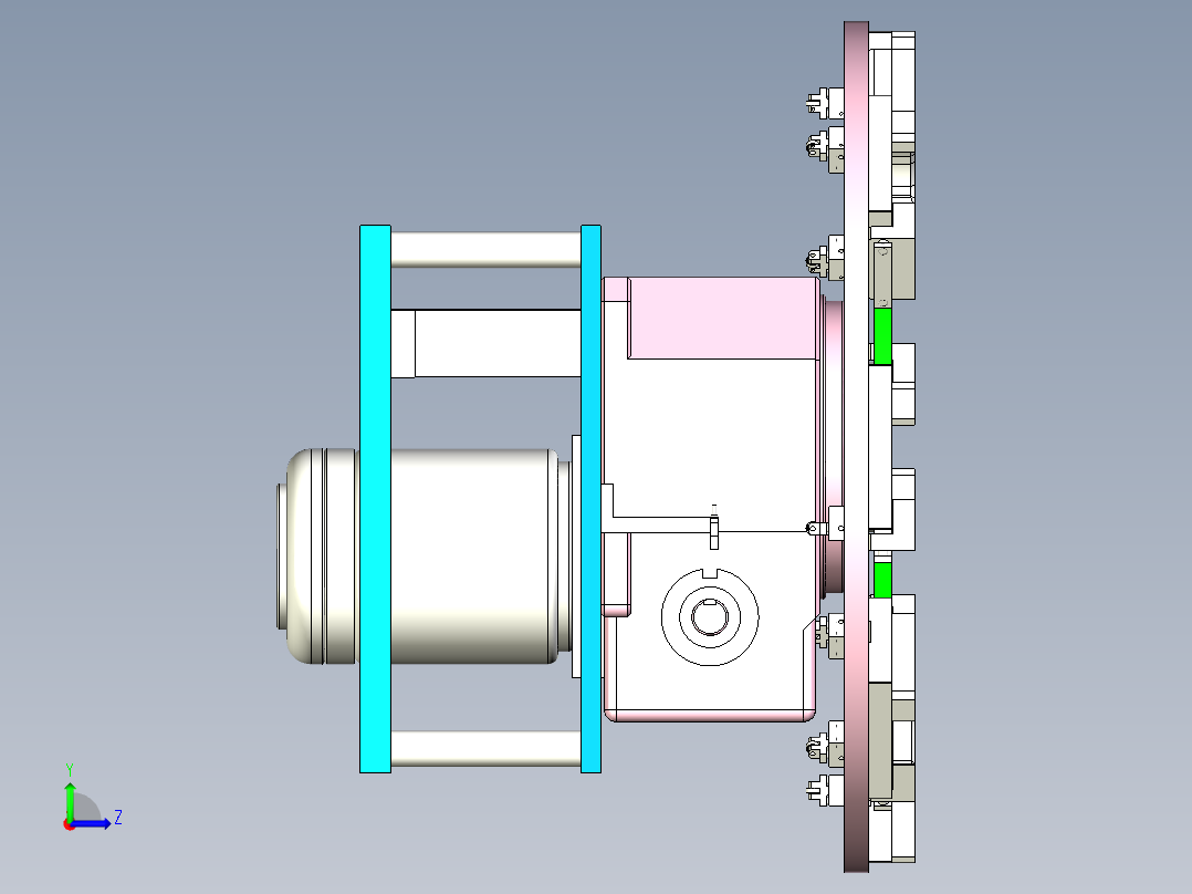 八工位凸轮分割器转盘设备设计左视图