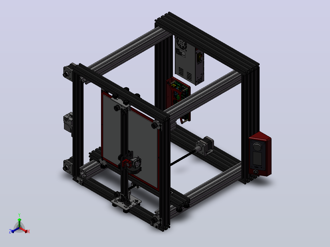 H-bot 3D打印机正等轴测图