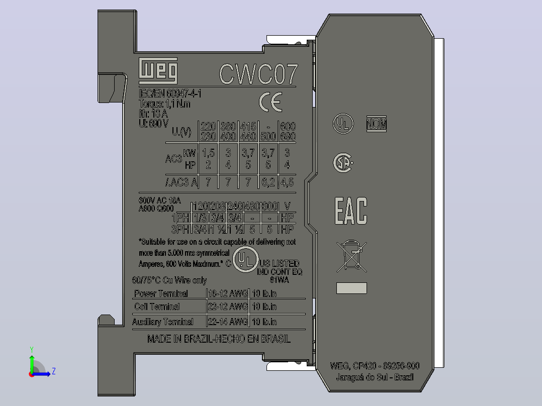 cwc07-10e-weg 电流接触器.2左视图