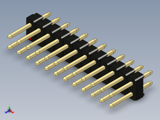 彩色公头100mil（2.54mm）系列-DS1021_black_2x12p_100mil_Type1_rev1.0正等轴测缩略图