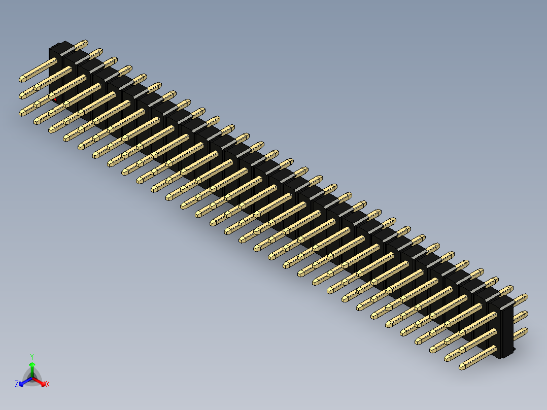 彩色公头100mil（2.54mm）系列-DS1021_black_3x31p_100mil_Type1_rev1.0主视图