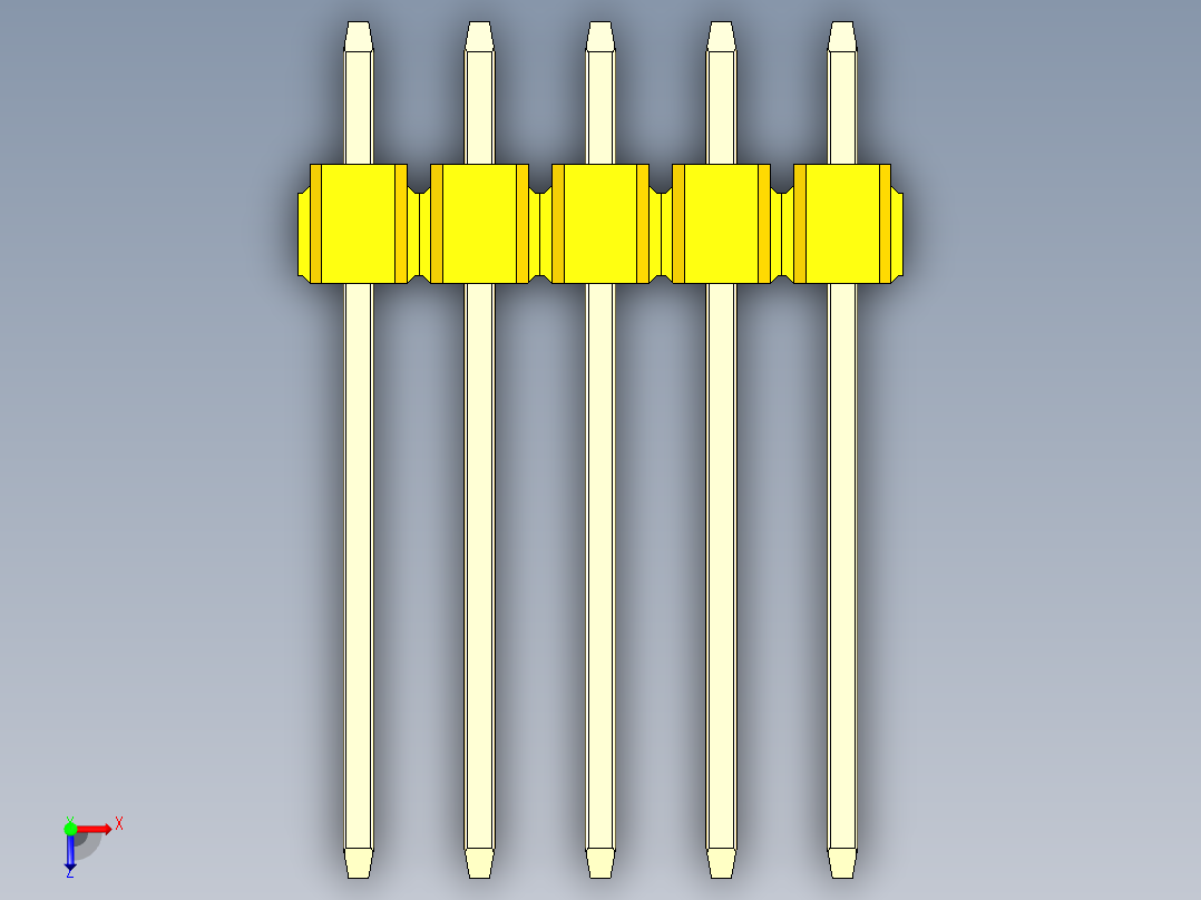 彩色公头100mil（2.54mm）系列-DS1021_yellow_3x05p_100mil_Type5_rev1.0俯视图
