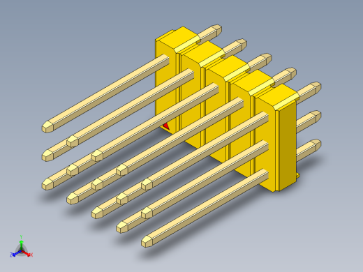 彩色公头100mil（2.54mm）系列-DS1021_yellow_3x05p_100mil_Type5_rev1.0正等轴测缩略图