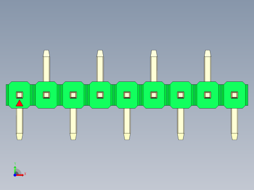 彩色公排针 100mil 2.54mm 系列-DS1022_green_09p_100mil_Type_SMT_R2_rev1.0前视缩略图