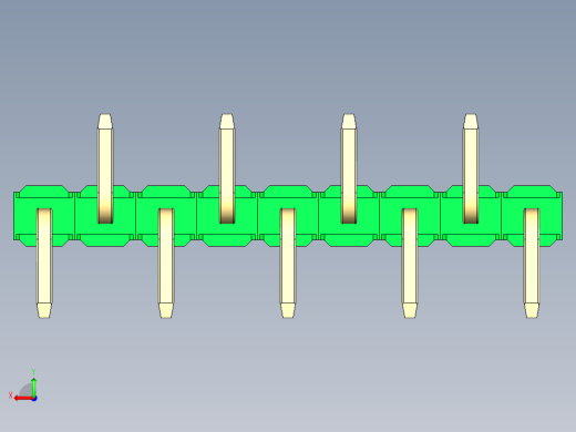 彩色公排针 100mil 2.54mm 系列-DS1022_green_09p_100mil_Type_SMT_R2_rev1.0后视缩略图