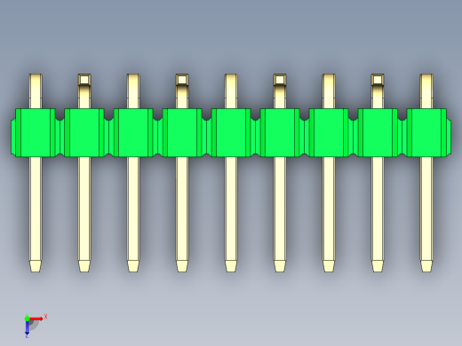 彩色公排针 100mil 2.54mm 系列-DS1022_green_09p_100mil_Type_SMT_R2_rev1.0俯视缩略图