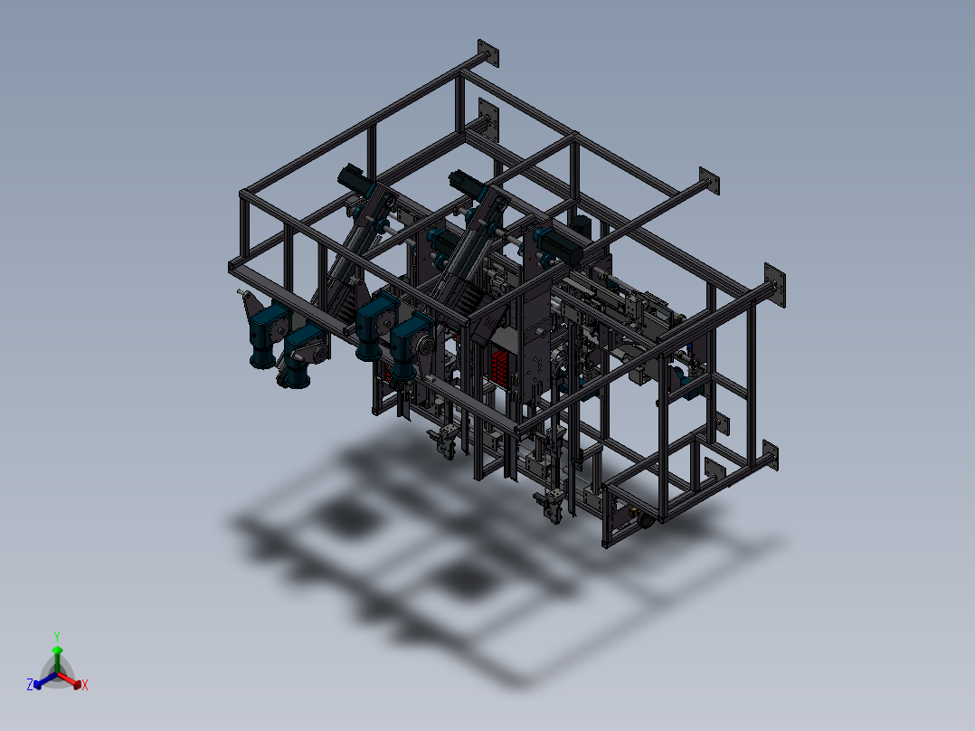 折叠式包装机、折叠盒包装机正等轴测图