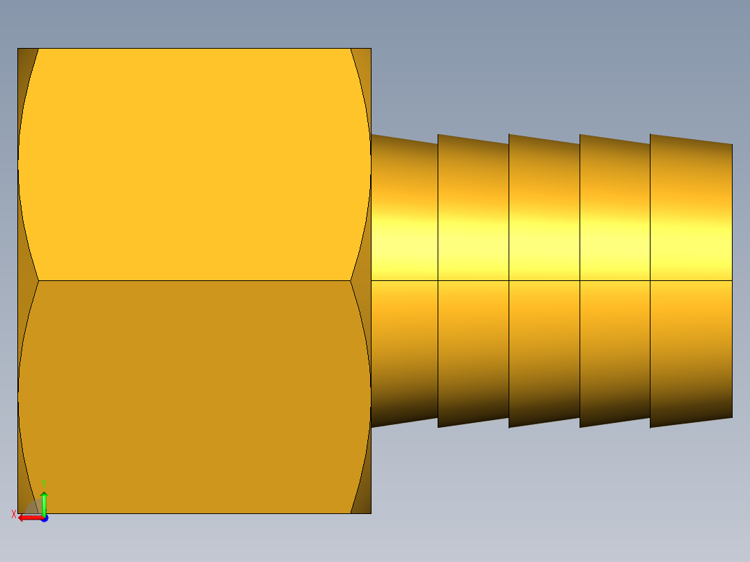 倒齿式工业管接头Hose Barb to Female Pipe 126HBL-12-12后视图