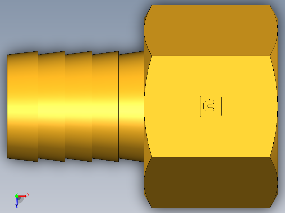 倒齿式工业管接头Hose Barb to Female Pipe 126HBL-12-12俯视图