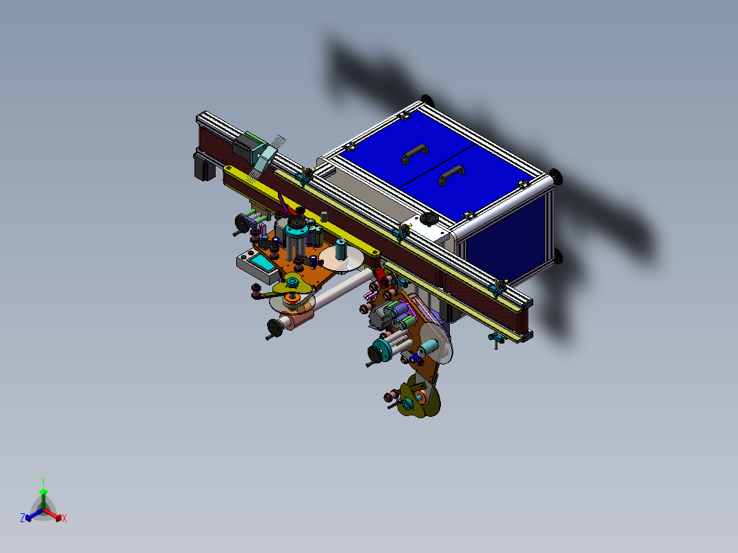 纸盒90度平面贴标正等轴测图