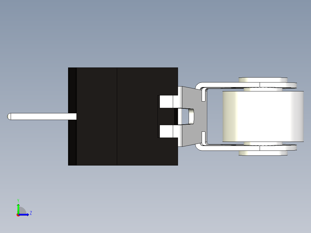 带有滚轮杆的微型开关。车身长12.8毫米x高6.5毫米x宽5.8毫米微动开关左视图