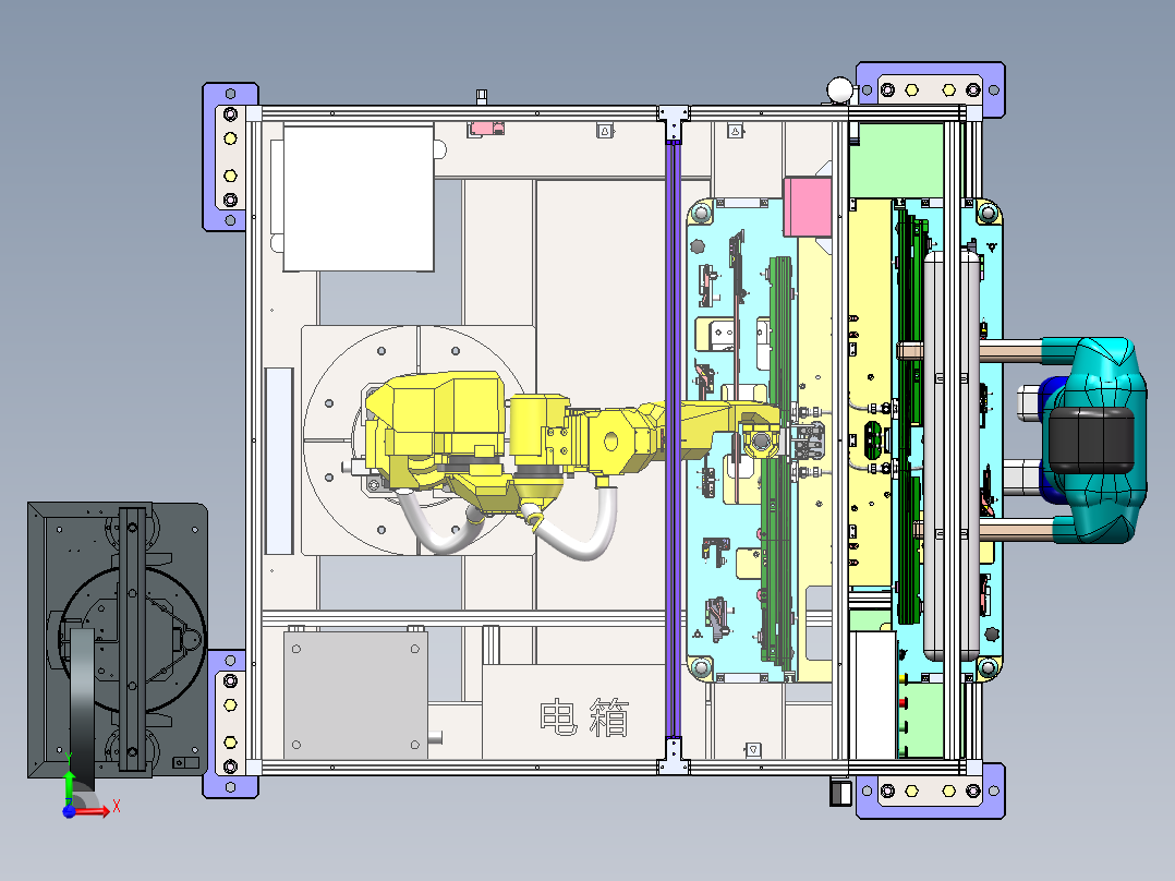 天窗装配线-OFFLINE(导轨涂油工位)sw16可编辑前视图