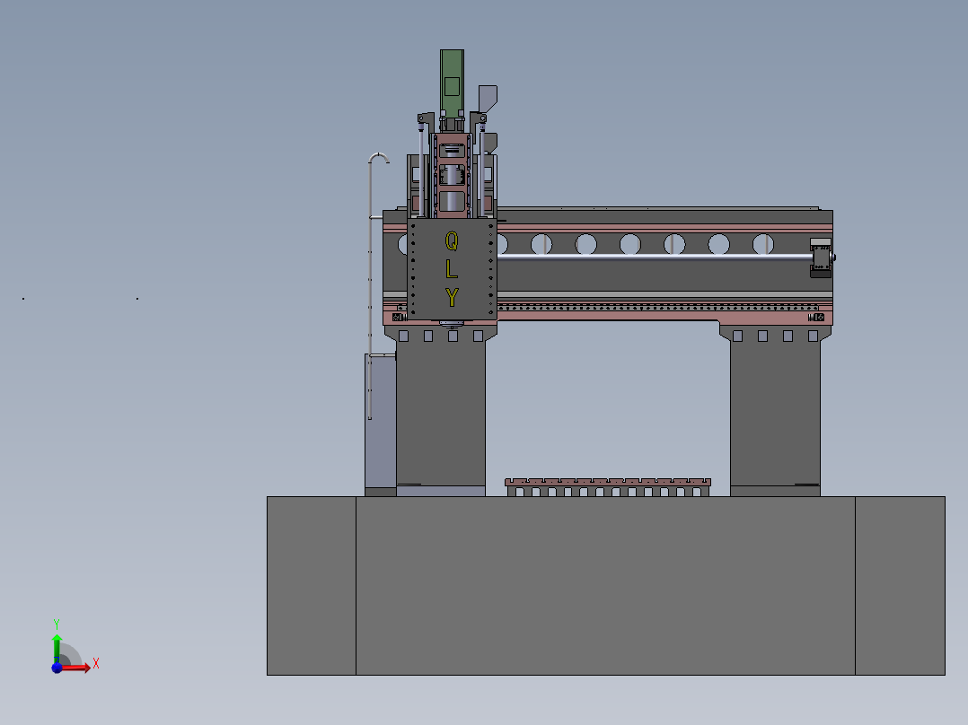 2540龙门铣床机床整体布局sw20可编辑前视图