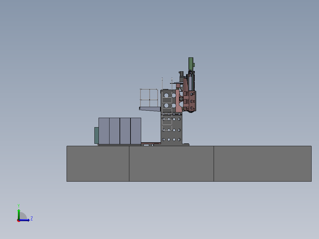 2540龙门铣床机床整体布局sw20可编辑左视图