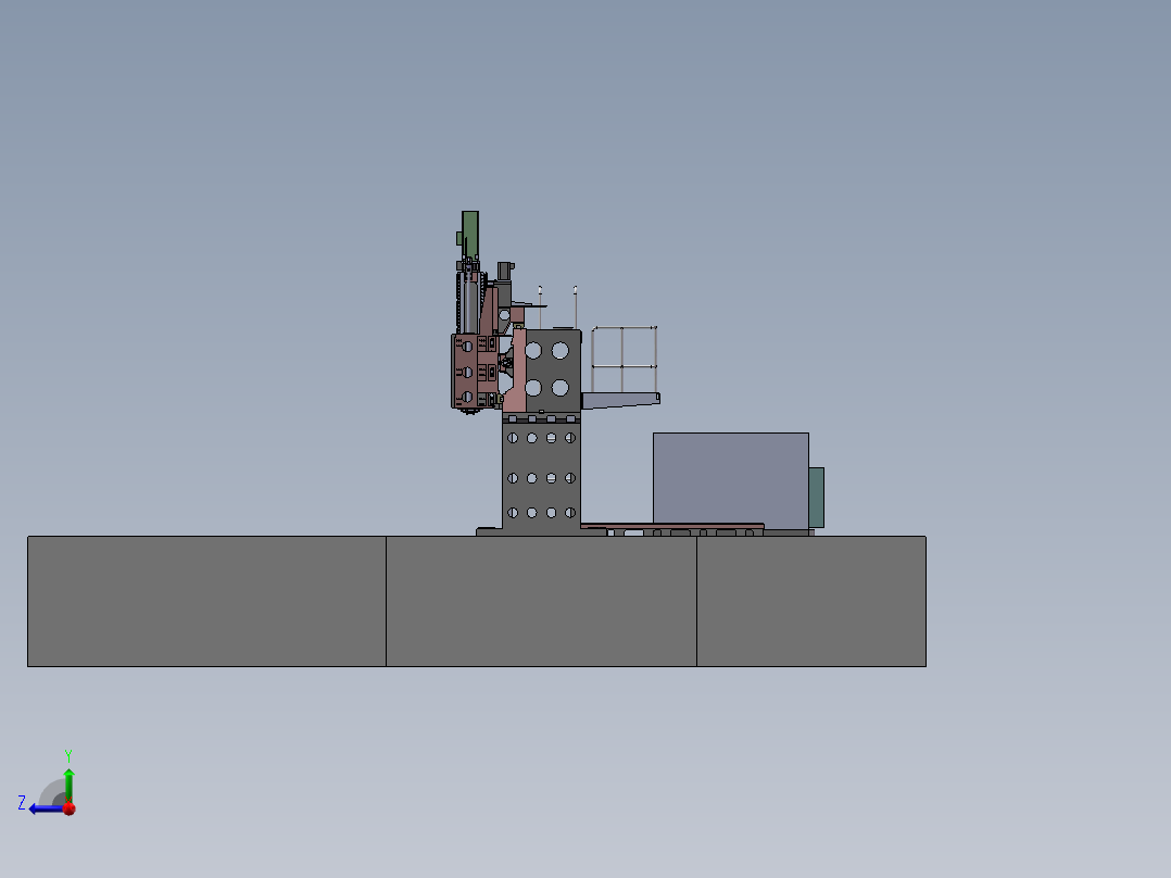 2540龙门铣床机床整体布局sw20可编辑右视图