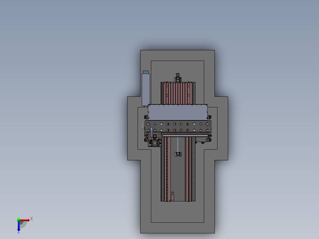 2540龙门铣床机床整体布局sw20可编辑俯视图