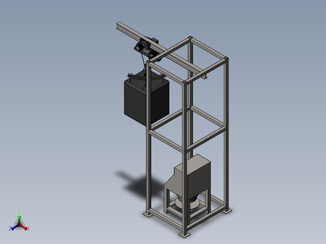 吨包投料站模型 1092313正等轴测图