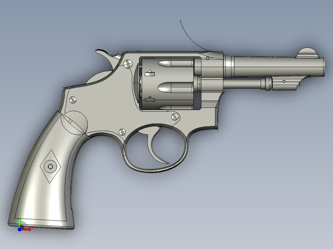 手枪左轮冲锋枪老式狙击步枪设计3D图纸Orbea Mod.92 cal.32 S&amp;W Long STP IGS前视图