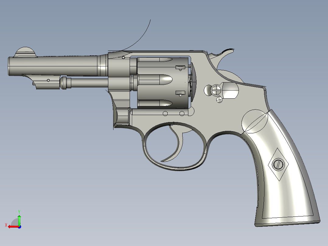 手枪左轮冲锋枪老式狙击步枪设计3D图纸Orbea Mod.92 cal.32 S&amp;W Long STP IGS后视图