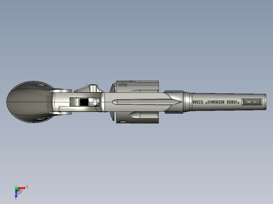 手枪左轮冲锋枪老式狙击步枪设计3D图纸Orbea Mod.92 cal.32 S&amp;W Long STP IGS俯视图