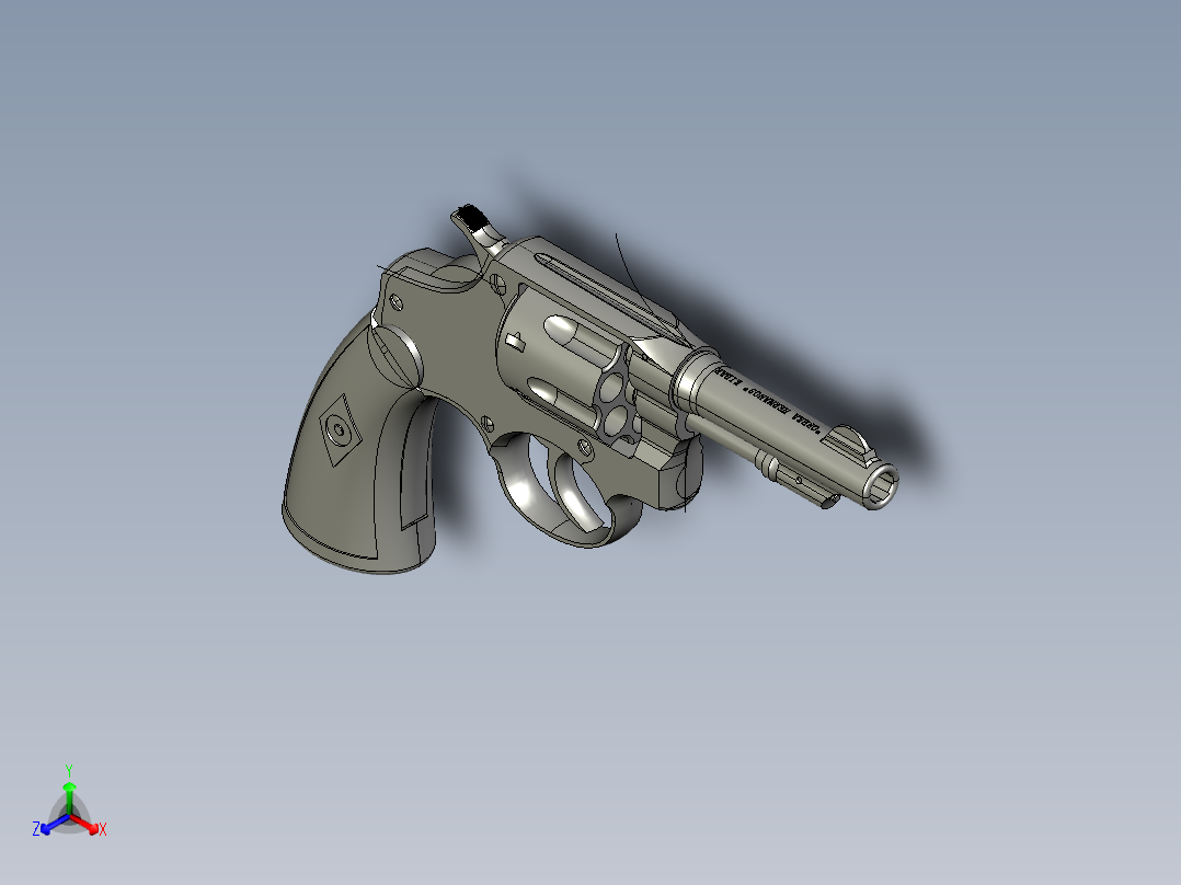 手枪左轮冲锋枪老式狙击步枪设计3D图纸Orbea Mod.92 cal.32 S&amp;W Long STP IGS正等轴测图