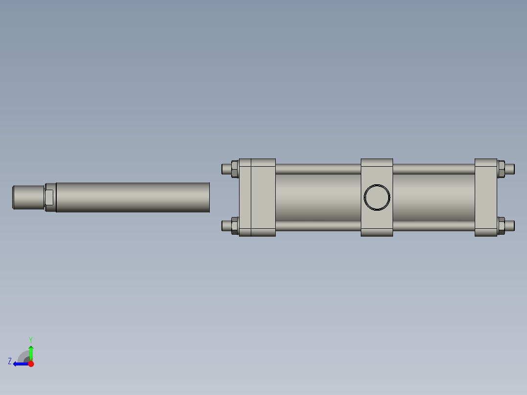 HOB-TC中间摆动型中高压油缸HOB-100250-TC右视图