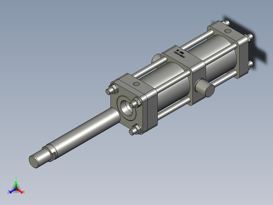 HOB-TC中间摆动型中高压油缸HOB-100250-TC正等轴测图