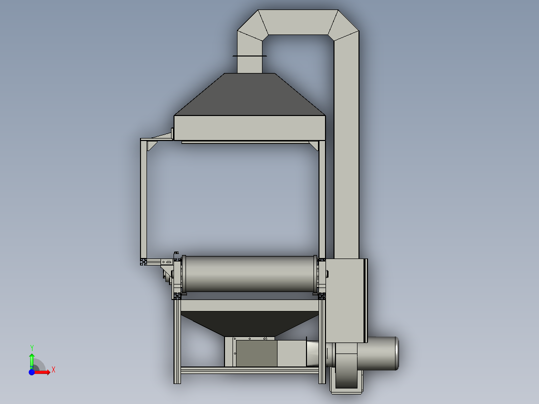 流水线上的除水装置前视图