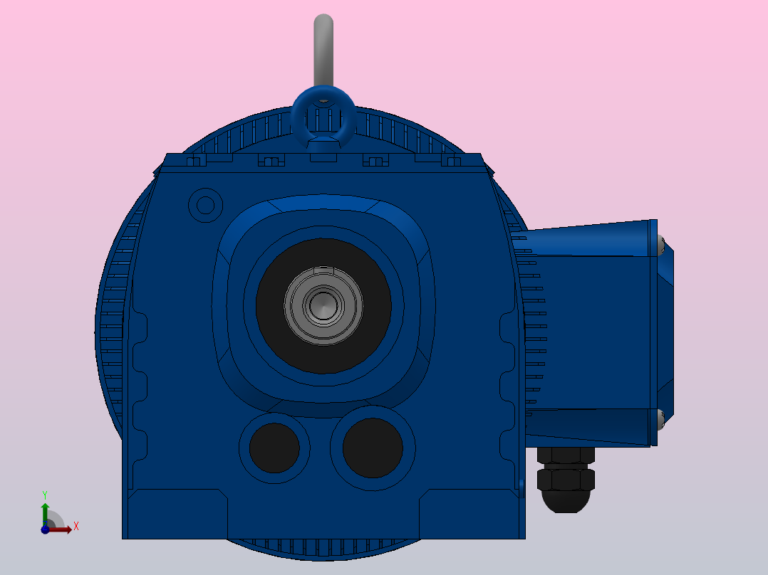 R77底脚轴伸式安装斜齿轮减速机R77-Y5.5-4P-132S-M1-0°前视图