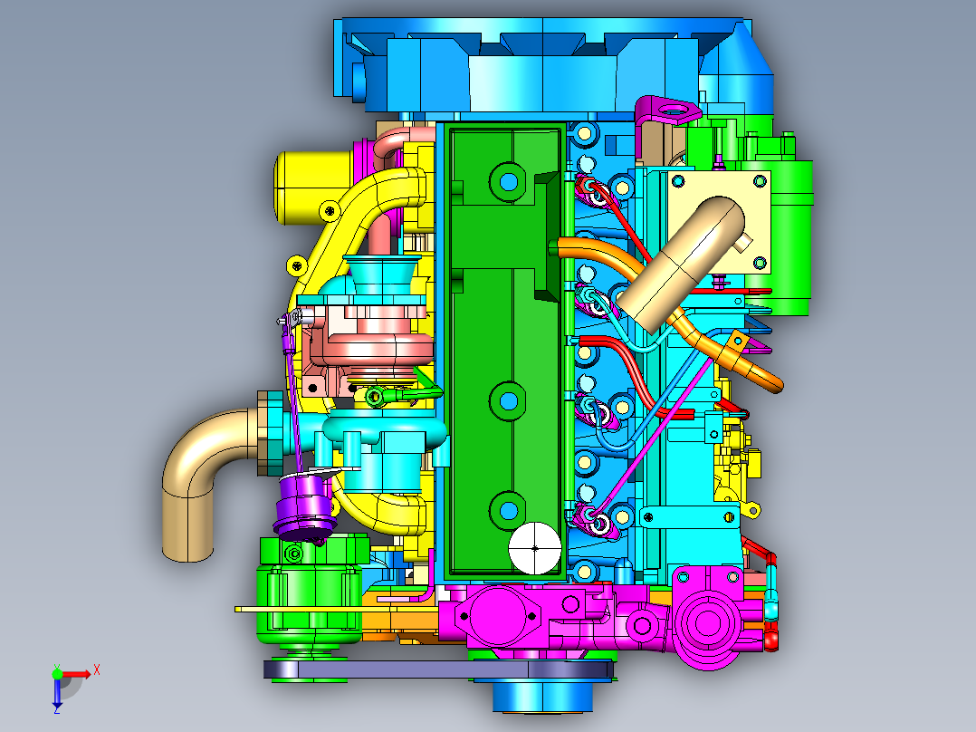 康明斯发动机俯视图