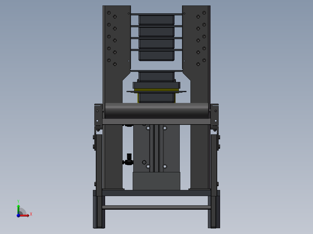 顶升上料输送线3d图纸气缸顶升运输上下储存料机构3d模型非标设计前视图