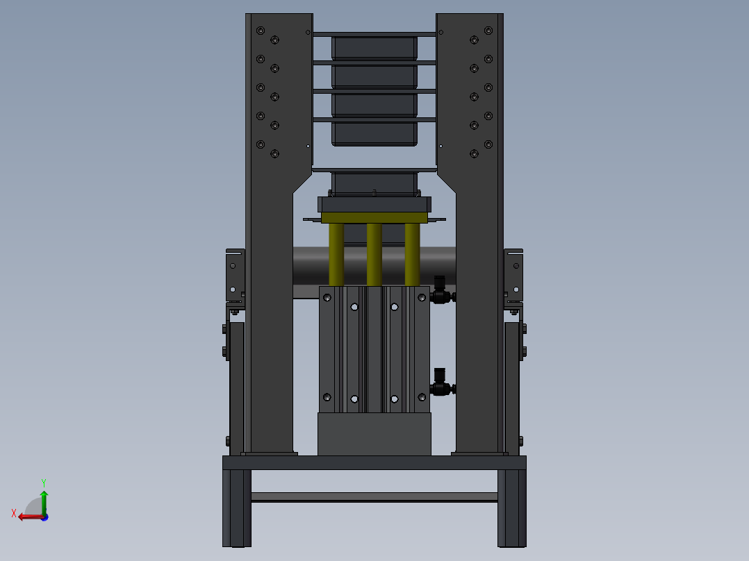 顶升上料输送线3d图纸气缸顶升运输上下储存料机构3d模型非标设计后视图