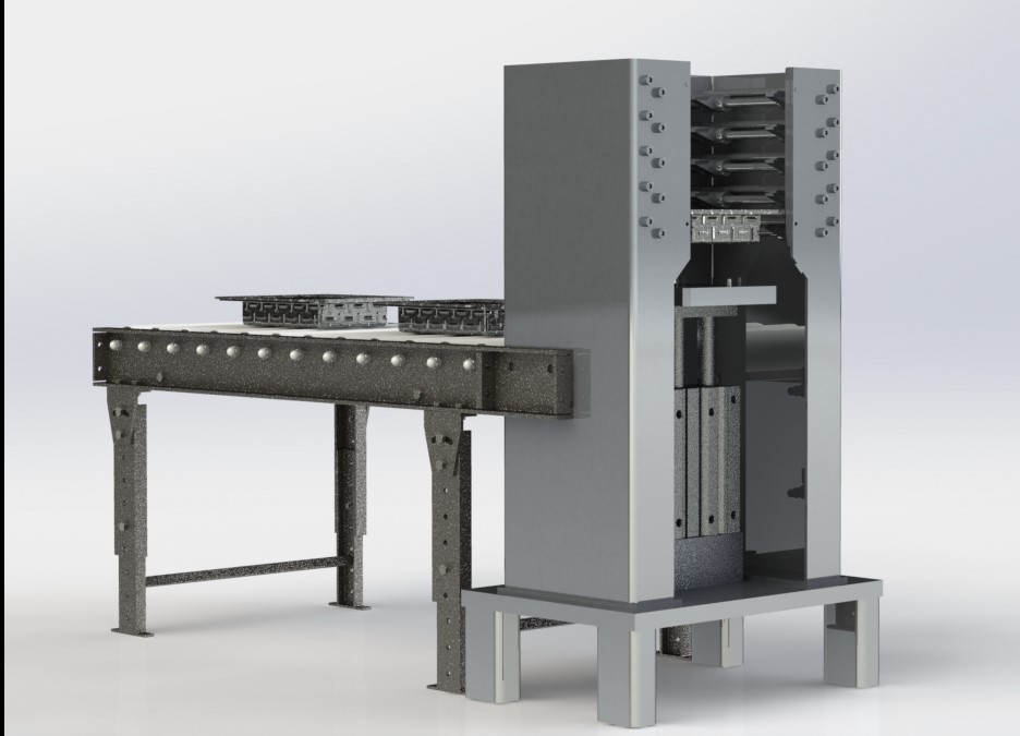 顶升上料输送线3d图纸气缸顶升运输上下储存料机构3d模型非标设计
