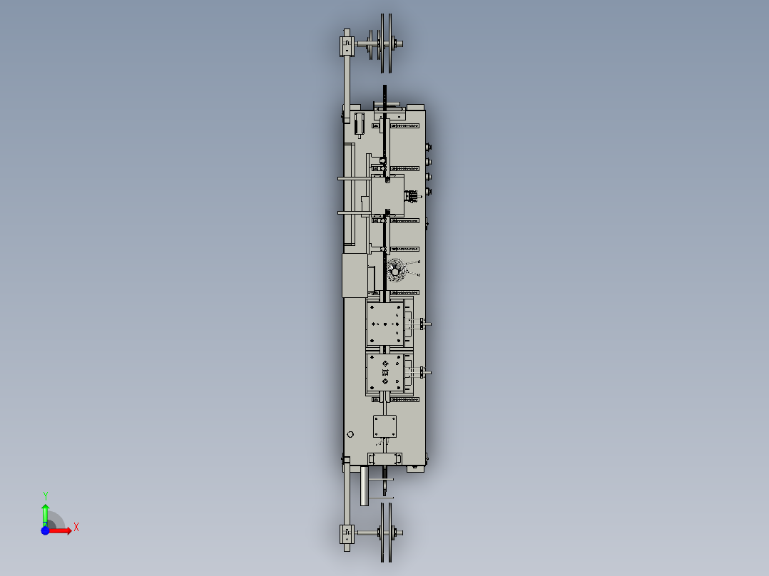铁片料带连续冲压拉抻成型设备前视图