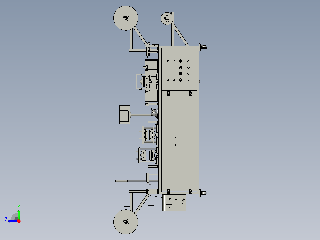 铁片料带连续冲压拉抻成型设备右视图