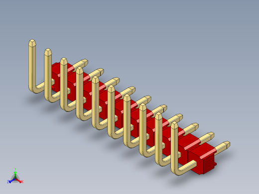 彩色公排针 100mil 2.54mm 系列-DS1022_red_10p_100mil_TypeU_rev1.0
