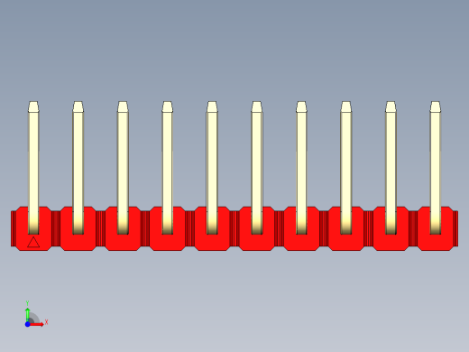 彩色公排针 100mil 2.54mm 系列-DS1022_red_10p_100mil_TypeU_rev1.0前视缩略图