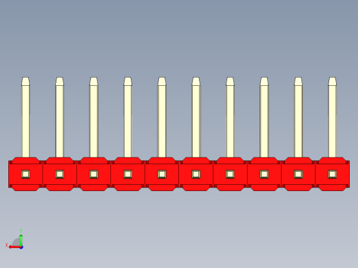 彩色公排针 100mil 2.54mm 系列-DS1022_red_10p_100mil_TypeU_rev1.0后视缩略图
