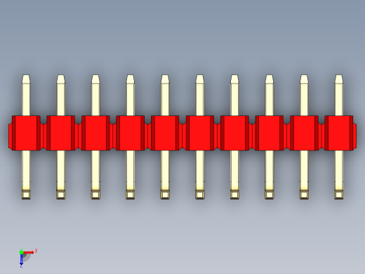 彩色公排针 100mil 2.54mm 系列-DS1022_red_10p_100mil_TypeU_rev1.0俯视缩略图