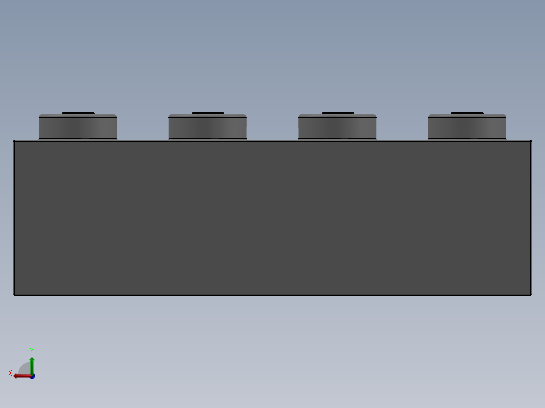 乐高套装 4421基本积木-4211385 - 3001 Medium Stone Grey Brick 2 x 4.SLDPRT后视图