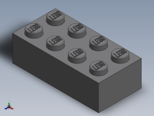 乐高套装 4421基本积木-4211385 - 3001 Medium Stone Grey Brick 2 x 4.SLDPRT正等轴测缩略图