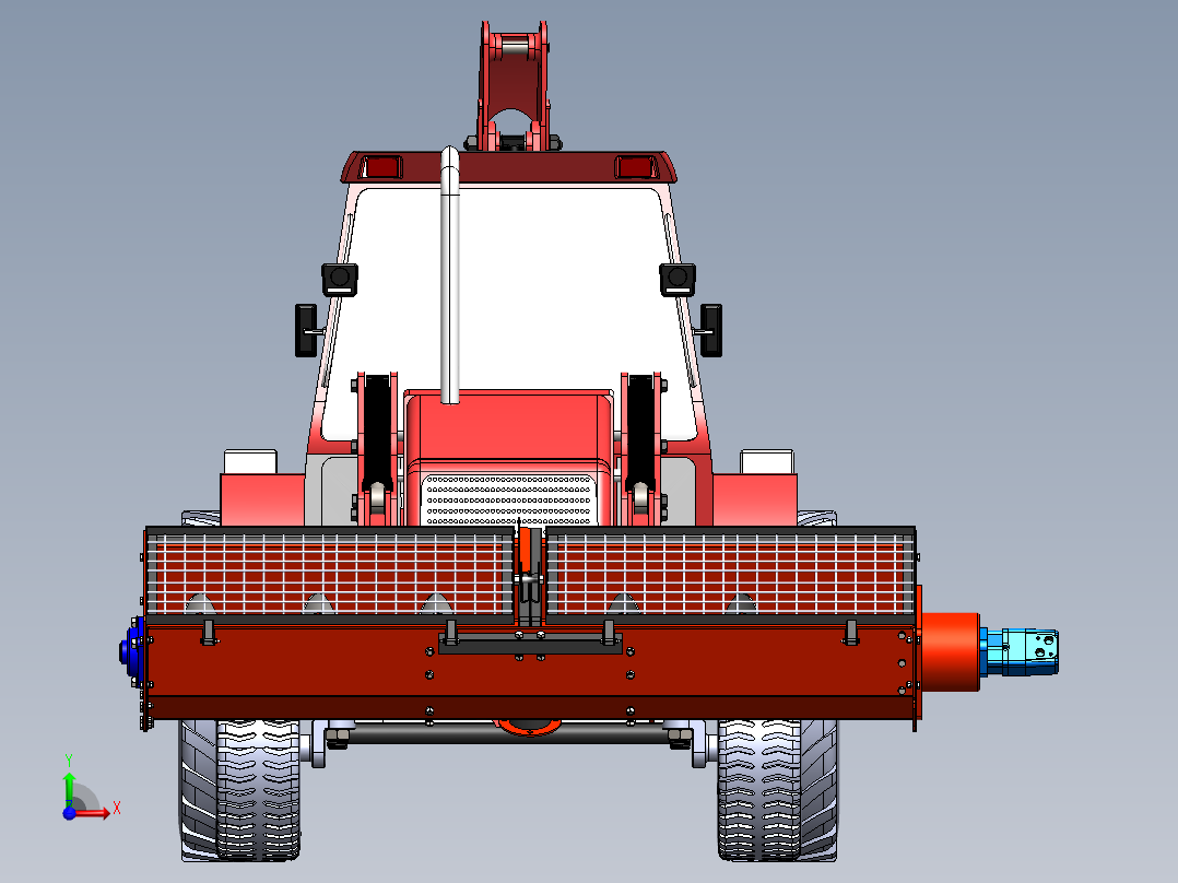 铲车带的混凝土搅拌机前视图