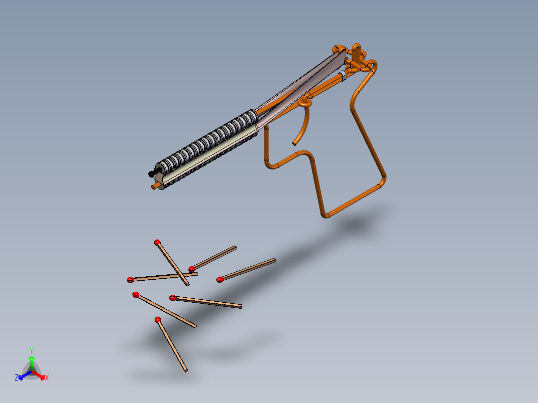 火柴枪儿时玩具 修改优化正等轴测图
