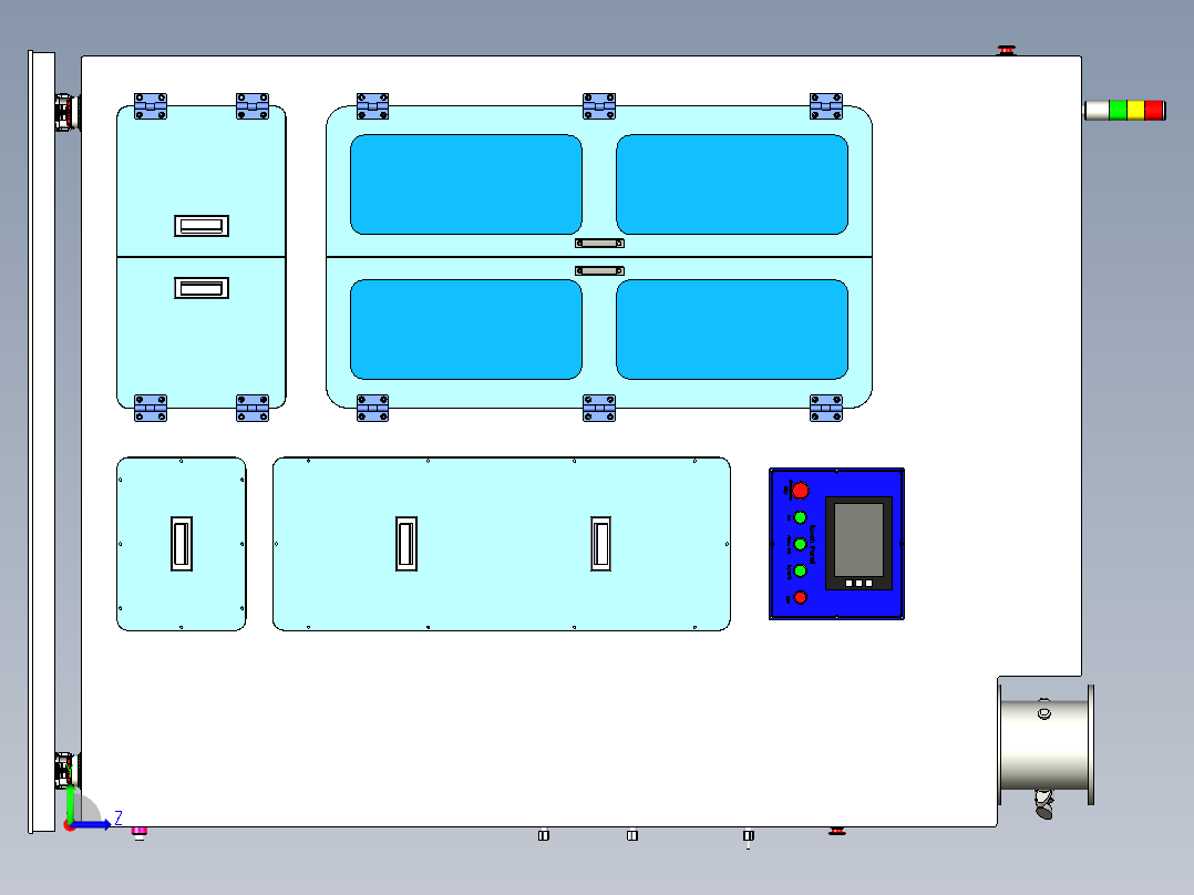 全自动湿法清洗机三维模型左视图