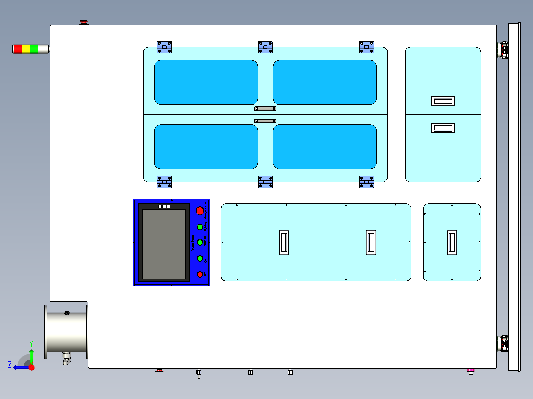 全自动湿法清洗机三维模型右视图